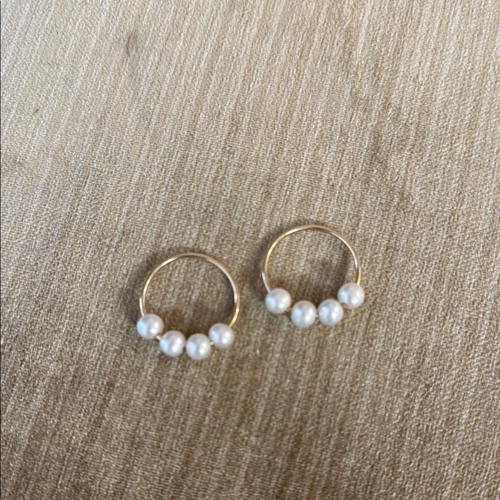 Gold and White Pearl Earrings